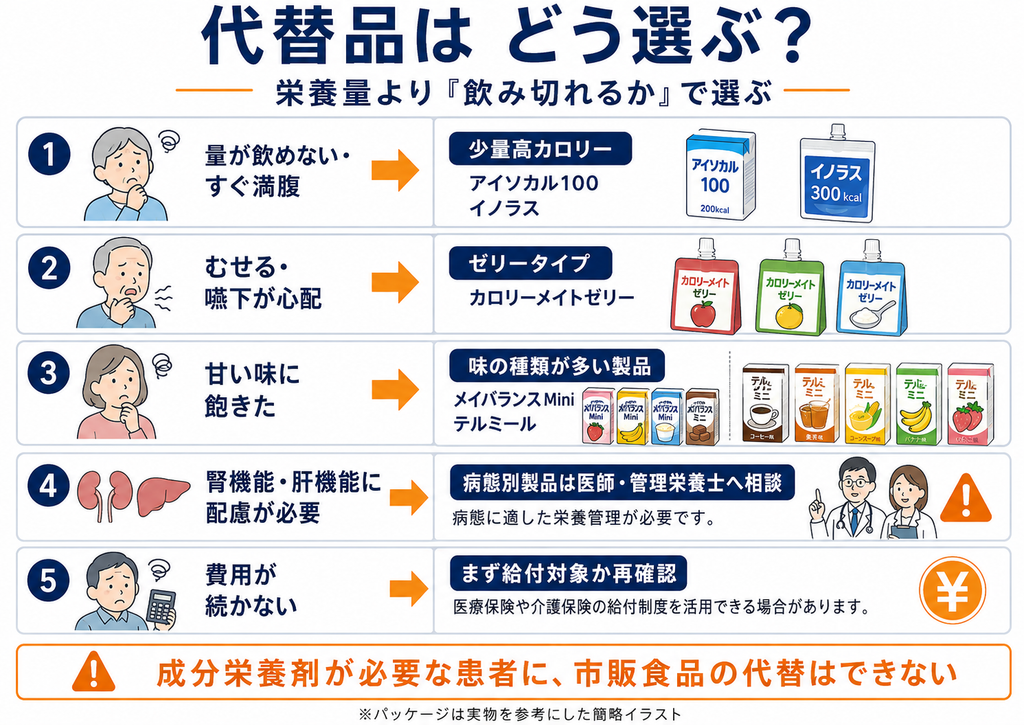 代替品の選び方 患者の状況別に見るポイント5つ